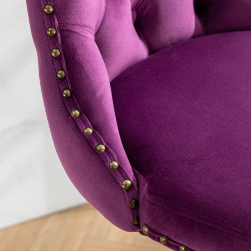 Swivel Velvet Barstools Adjusatble Seat Height from 25-33 Inch,17.7inch base, Modern Upholstered Bar Stools with Backs Comfortable Tufted for Home Pub and Kitchen Island,Purple,Set of 2
