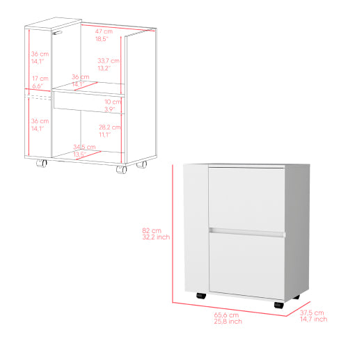 Bar Cart Belleville, Living Room, White