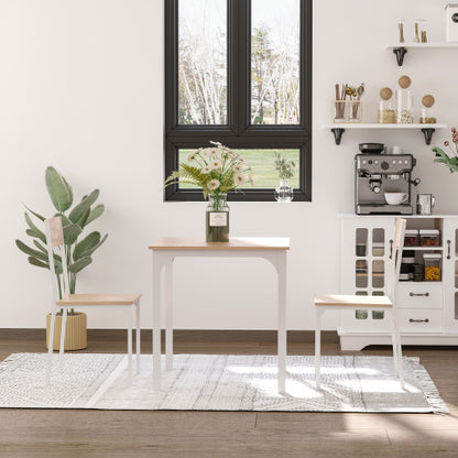 3 Piece Square Dining Table Set with 2 Chairs, White