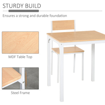3 Piece Square Dining Table Set with 2 Chairs, White