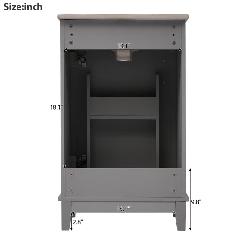 20 Inch Modern Small Bathroom Vanity Cabinet With Ceramic Basin- 20*14.5*33.3 Inches,Ample Storage,1 Soft-Close Door