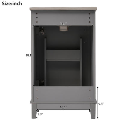 20 Inch Modern Small Bathroom Vanity Cabinet With Ceramic Basin- 20*14.5*33.3 Inches,Ample Storage,1 Soft-Close Door