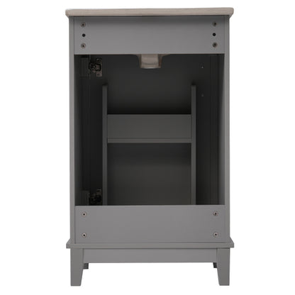 20 Inch Modern Small Bathroom Vanity Cabinet With Ceramic Basin- 20*14.5*33.3 Inches,Ample Storage,1 Soft-Close Door