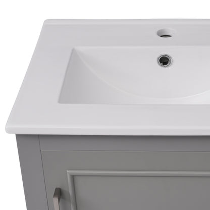 20 Inch Modern Small Bathroom Vanity Cabinet With Ceramic Basin- 20*14.5*33.3 Inches,Ample Storage,1 Soft-Close Door