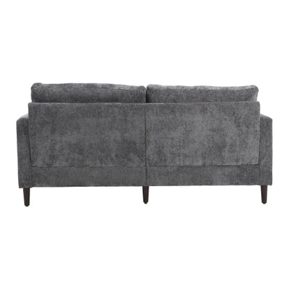 Mid-Century Modern Gray Chenille 2-Seat Loveseat, Wood Legs