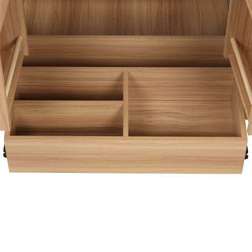 30" Bathroom Vanity with Sink Combo, Multi-functional Bathroom Cabinet with Doors and Drawer, MDF Board, Natural