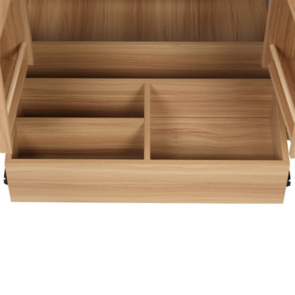 30" Bathroom Vanity with Sink Combo, Multi-functional Bathroom Cabinet with Doors and Drawer, MDF Board, Natural