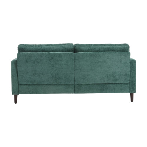 Mid-Century Modern Emerald Chenille 2-Seat Loveseat, Wood Legs