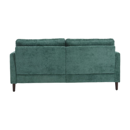 Mid-Century Modern Emerald Chenille 2-Seat Loveseat, Wood Legs