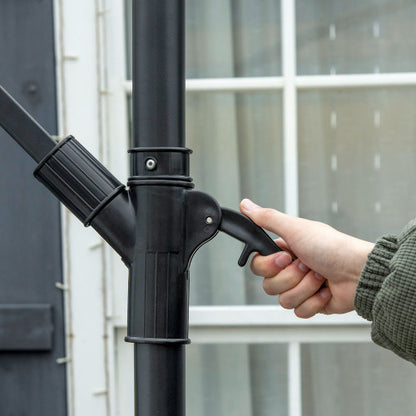 Outsunny 10FT Cantilever Umbrella, Offset Patio Umbrella with Crank and Cross Base for Deck