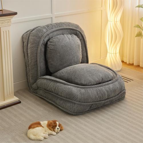 Gray Human Dog Bed 5-Position Adjustable Foldable Floor Lazy Sofa