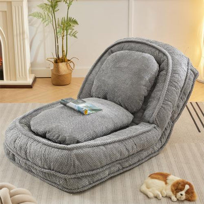 Gray Human Dog Bed 5-Position Adjustable Foldable Floor Lazy Sofa