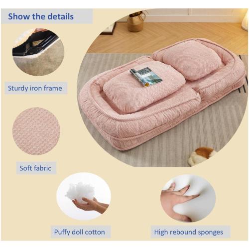 Pink 5-Position Adjustable Human Dog Bed Lazy Floor Sofa Couch for Bedroom Living Room
