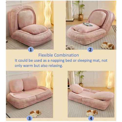 Pink 5-Position Adjustable Human Dog Bed Lazy Floor Sofa Couch for Bedroom Living Room