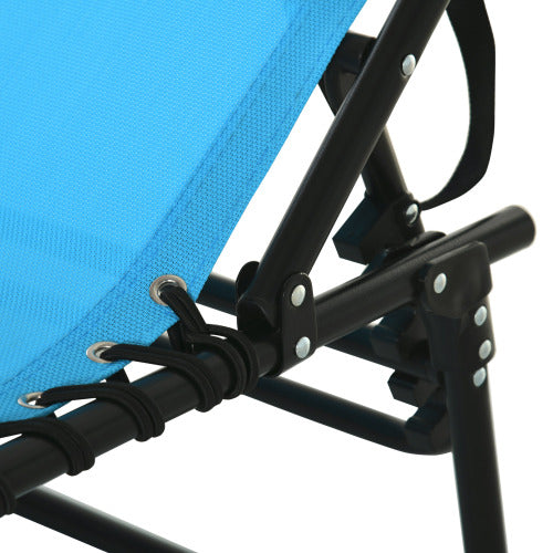 Outsunny Folding Chaise Lounge Pool Chair, Patio Sun Tanning Chair, Outdoor Lounge Chair w/ 4-Position Reclining Back, Pillow, Breathable Mesh & Bungee Seat for Beach, Yard, Patio, Blue