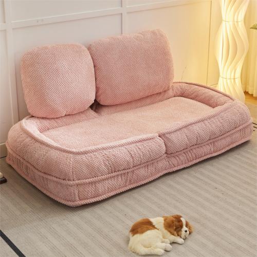 Pink 5-Position Adjustable Human Dog Bed Lazy Floor Sofa Couch for Bedroom Living Room
