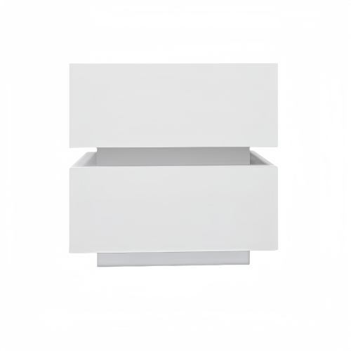 White High Gloss 2-Drawer Nightstand with RGB LED & Bluetooth
