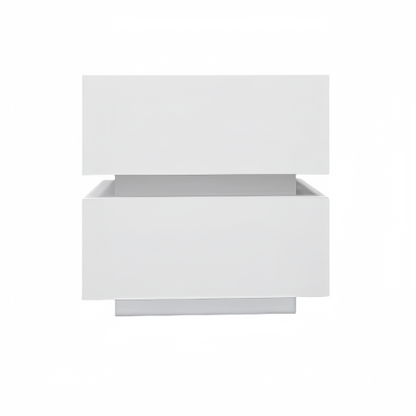 White High Gloss 2-Drawer Nightstand with RGB LED & Bluetooth