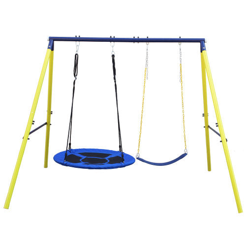 2 in 1 Swing Set With Hammock Swing, Belt Swing for Backyard