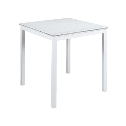 Square Counter Height Table with Crystal Inlay, White
