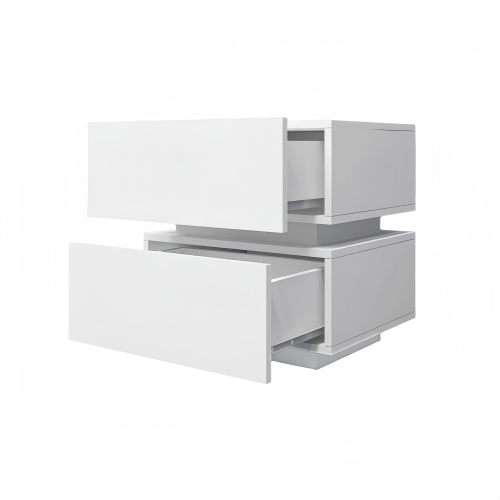 White High Gloss 2-Drawer Nightstand with RGB LED & Bluetooth