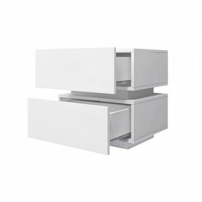 White High Gloss 2-Drawer Nightstand with RGB LED & Bluetooth
