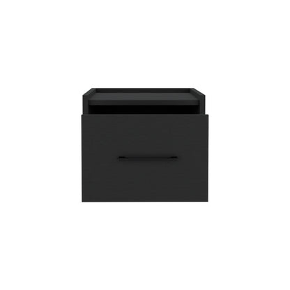 Floating Nightstand with Drawer, Wall Mounted Bedside Table, Space Saving Storage Shelf, Modern Bedroom Nightstand, Black