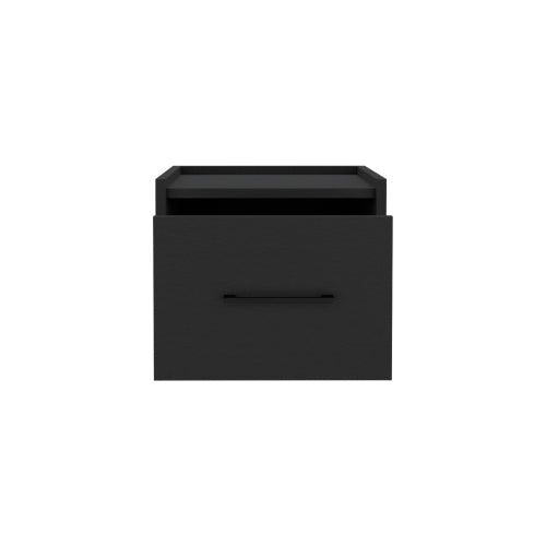 Floating Nightstand with Drawer, Wall Mounted Bedside Table, Space Saving Storage Shelf, Modern Bedroom Nightstand, Black