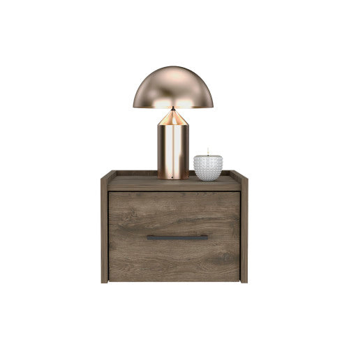 Floating Nightstand with Drawer, Wall Mounted Bedside Table, Dark Brown Finish