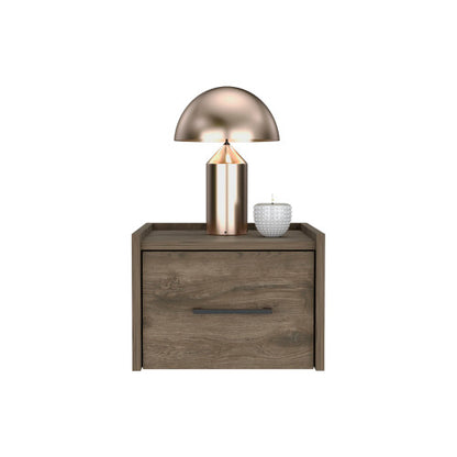 Floating Nightstand with Drawer, Wall Mounted Bedside Table, Dark Brown Finish