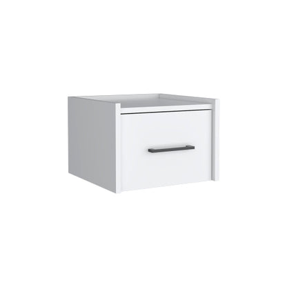 White Floating Nightstand with Drawer, Wall Mounted Bedside Table, Modern Space Saving Storage Shelf for Bedroom