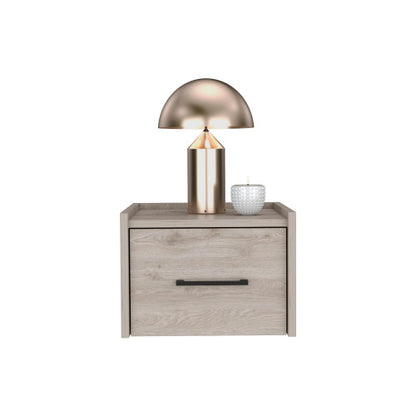 Floating Nightstand, Space-Saving Design with Handy Drawer and Surface, Light Gray