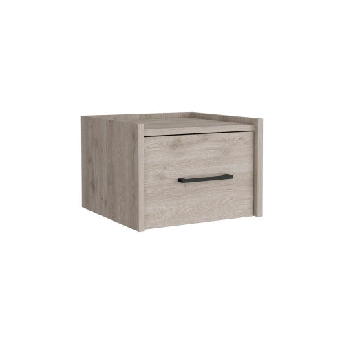 Floating Nightstand, Space-Saving Design with Handy Drawer and Surface, Light Gray
