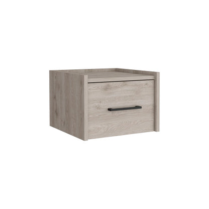 Floating Nightstand, Space-Saving Design with Handy Drawer and Surface, Light Gray