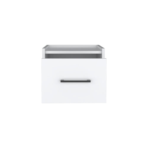 White Floating Nightstand with Drawer, Wall Mounted Bedside Table, Modern Space Saving Storage Shelf for Bedroom