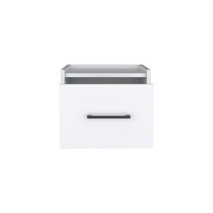 White Floating Nightstand with Drawer, Wall Mounted Bedside Table, Modern Space Saving Storage Shelf for Bedroom