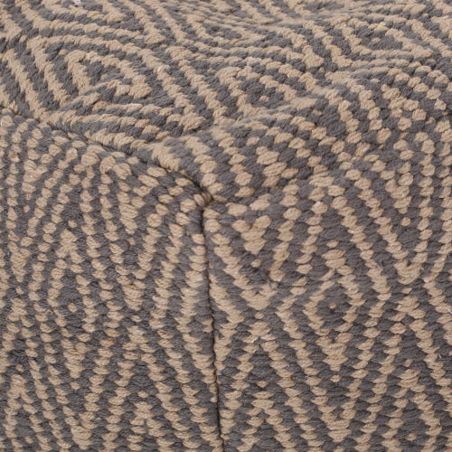 Dark Grey & Brown Hand-Loomed Cotton Ottoman Pouf, Diamond Pattern Floor Foot Stool for Home Decor