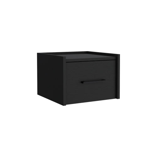 Floating Nightstand with Drawer, Wall Mounted Bedside Table, Space Saving Storage Shelf, Modern Bedroom Nightstand, Black