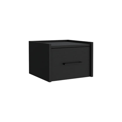 Floating Nightstand with Drawer, Wall Mounted Bedside Table, Space Saving Storage Shelf, Modern Bedroom Nightstand, Black