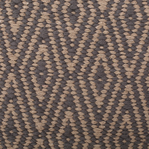 Dark Grey & Brown Hand-Loomed Cotton Ottoman Pouf, Diamond Pattern Floor Foot Stool for Home Decor