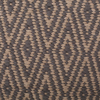 Dark Grey & Brown Hand-Loomed Cotton Ottoman Pouf, Diamond Pattern Floor Foot Stool for Home Decor