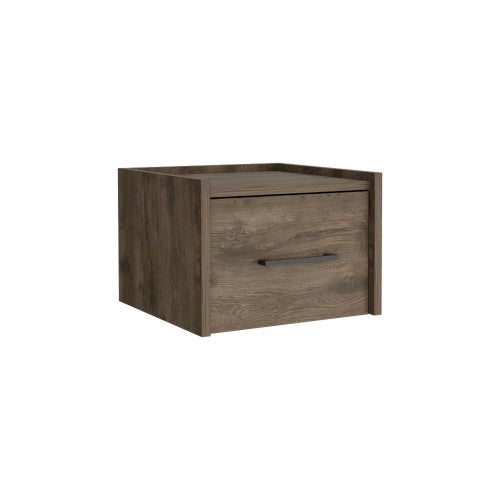 Floating Nightstand with Drawer, Wall Mounted Bedside Table, Dark Brown Finish