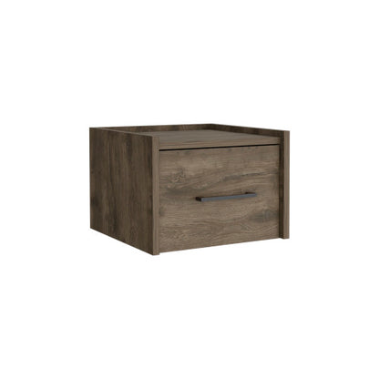Floating Nightstand with Drawer, Wall Mounted Bedside Table, Dark Brown Finish