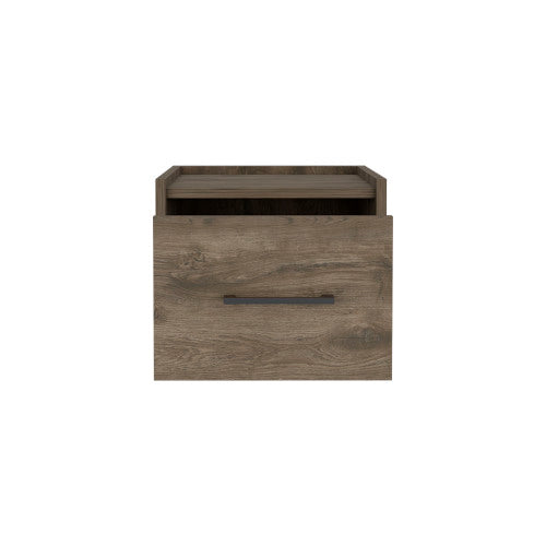 Floating Nightstand with Drawer, Wall Mounted Bedside Table, Dark Brown Finish