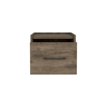Floating Nightstand with Drawer, Wall Mounted Bedside Table, Dark Brown Finish