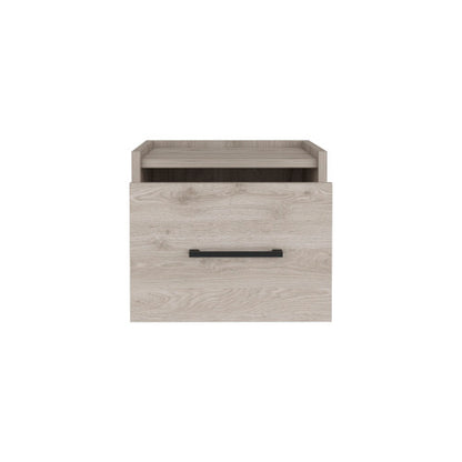 Floating Nightstand, Space-Saving Design with Handy Drawer and Surface, Light Gray