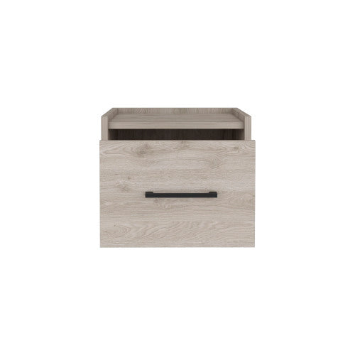 Floating Nightstand, Space-Saving Design with Handy Drawer and Surface, Light Gray