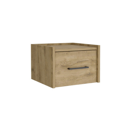 Floating Nightstand with Drawer, Wall Mounted Bedside Table, Macadamia Finish