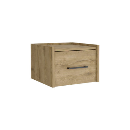 Floating Nightstand with Drawer, Wall Mounted Bedside Table, Macadamia Finish