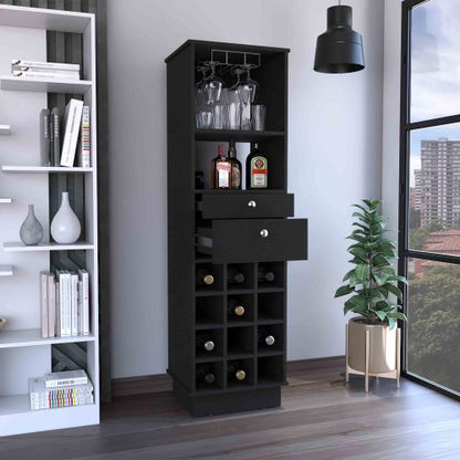 Zircon Bar Cabinet Two Drawers, Black
